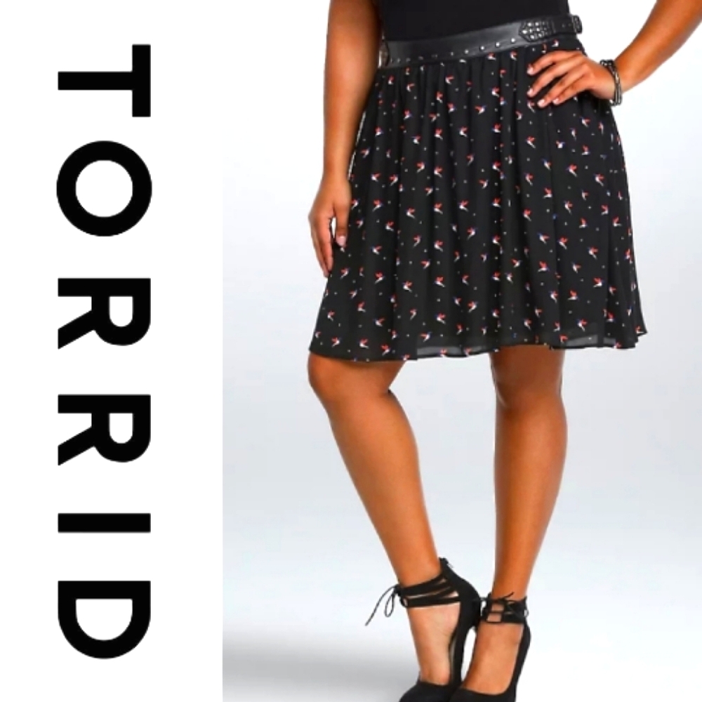 Torrid Hummingbird Print Skater Skirt, 20